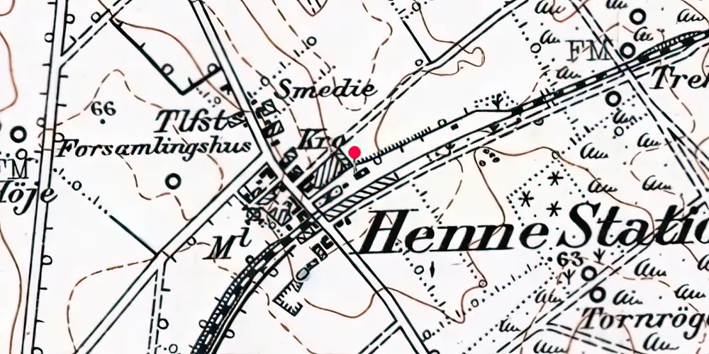 Historisk kort over Henne Station [1903-2002]