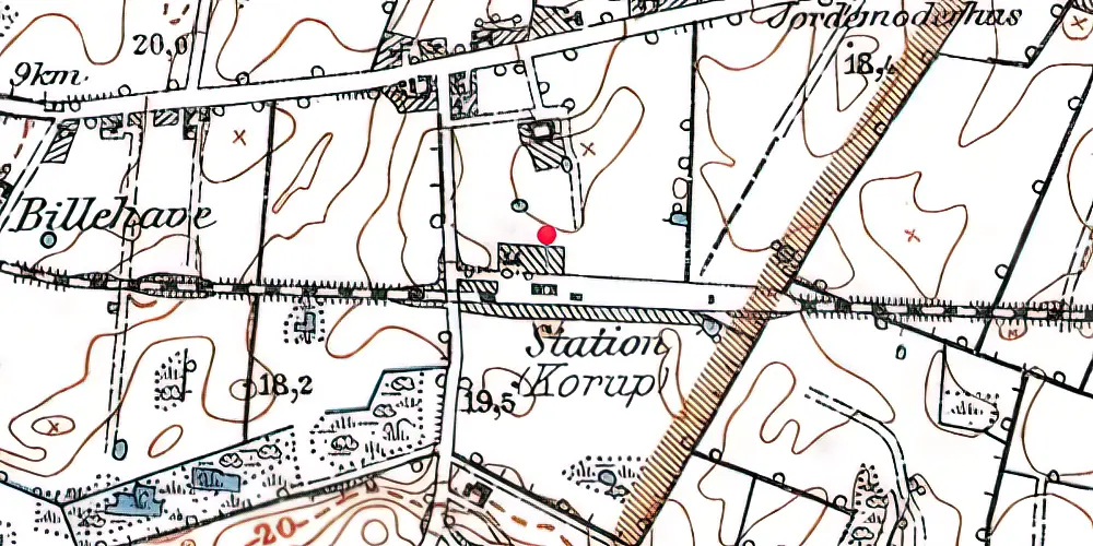 Historisk kort over Korup Station