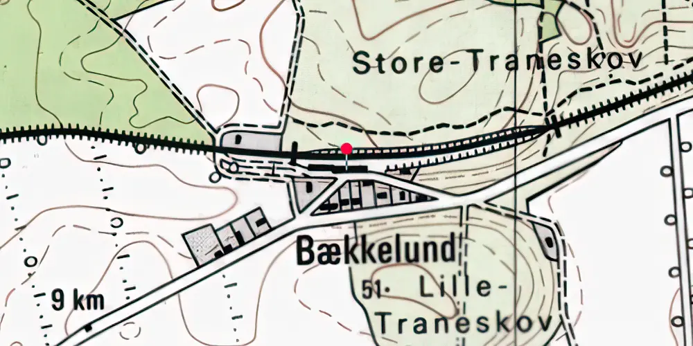 Historisk kort over Bækkelund Holdeplads med sidespor [1906-1922]