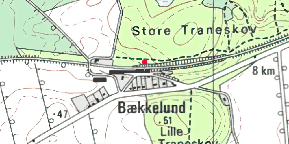 Historisk kort over Bækkelund Holdeplads med sidespor [1906-1922]