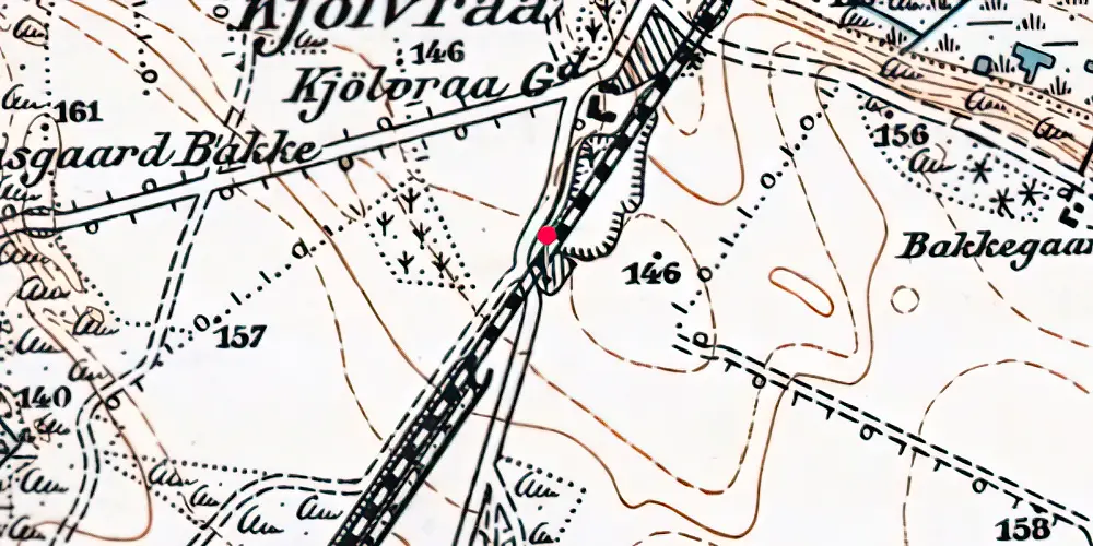 Historisk kort over Kølvrå Station [1954-1956]