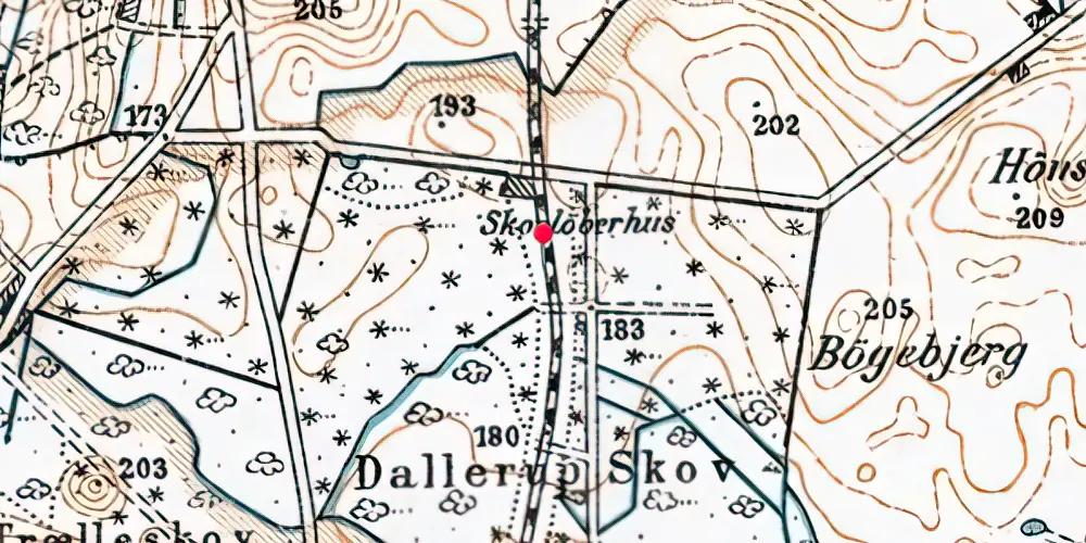 Historisk kort over Dallerup Skov Trinbræt [1936-1940]