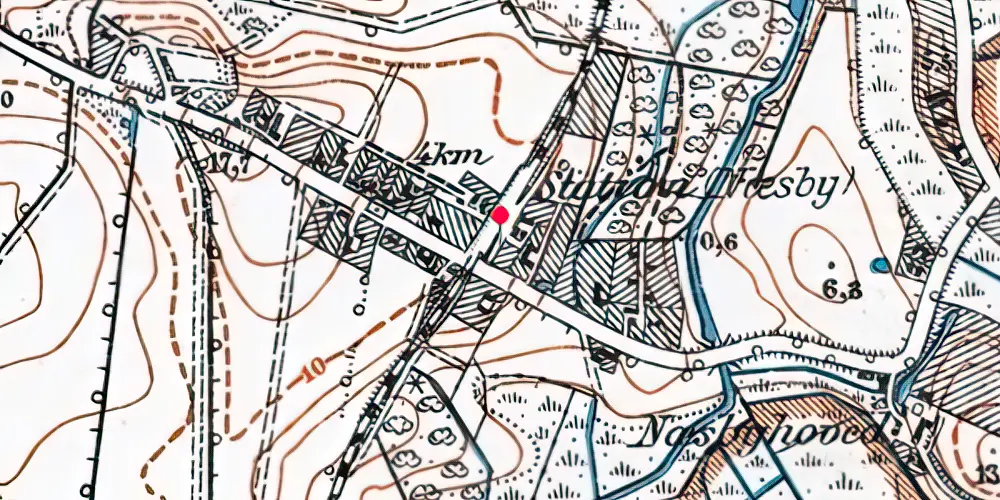 Historisk kort over Næsby Billetsalgssted [1885-1886]