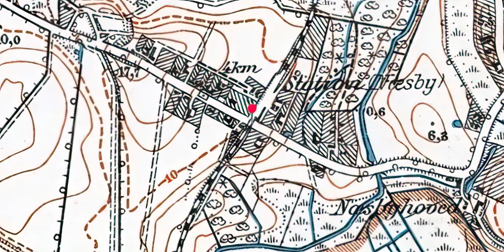 Historisk kort over Næsby Holdeplads [1886-1908]