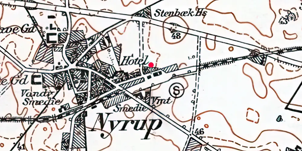 Historisk kort over Nyrup Station [1901-1984]
