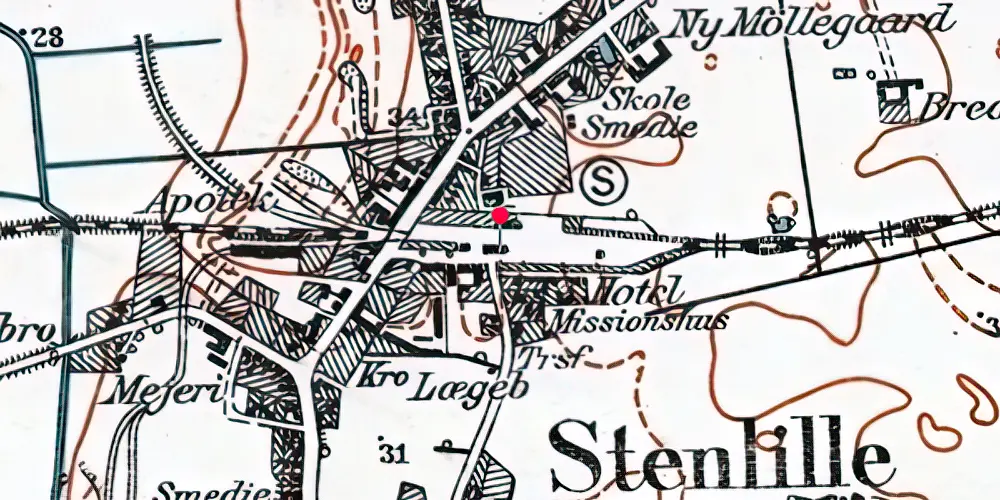 Historisk kort over Stenlille Station [1901-2001]