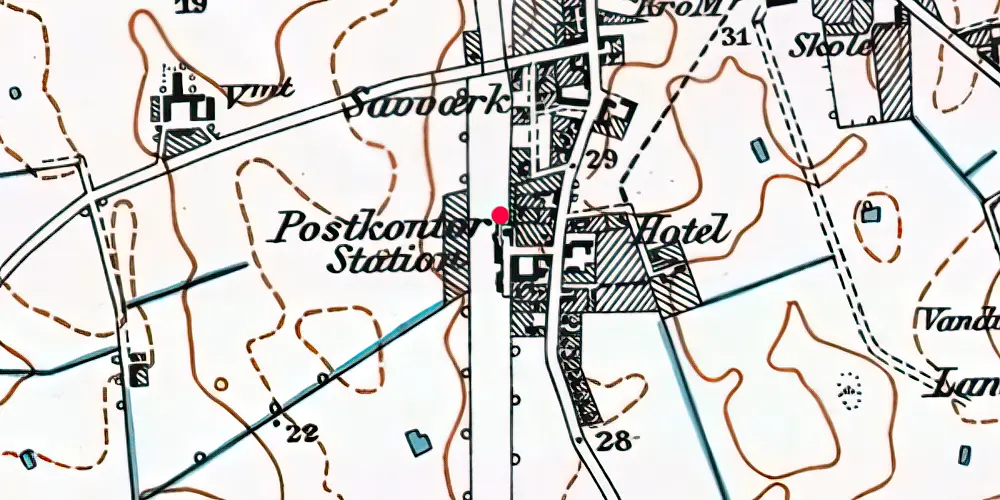 Historisk kort over Høng Station [1898-1999]
