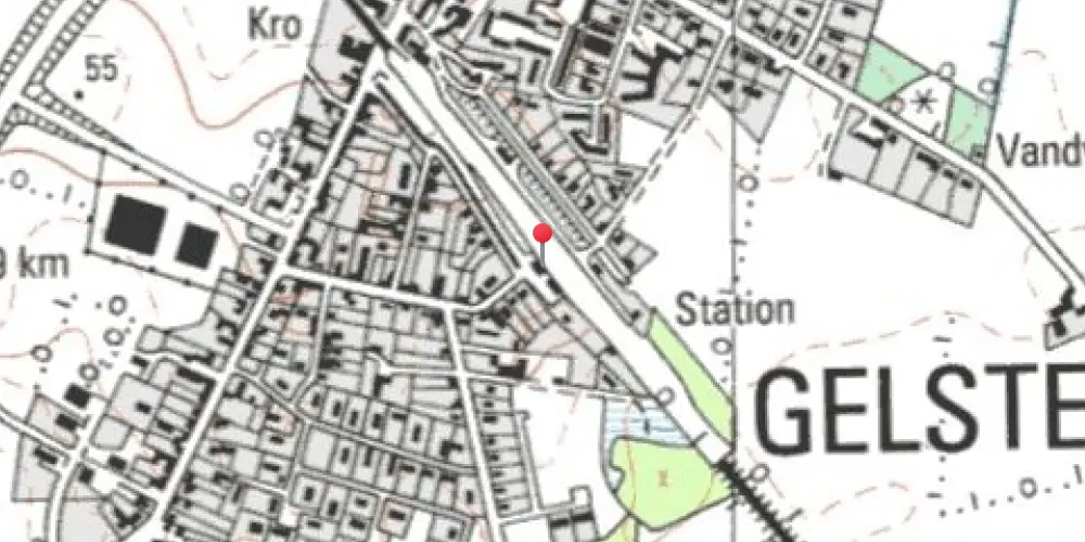 Historisk kort over Gelsted Station [1911-1996]