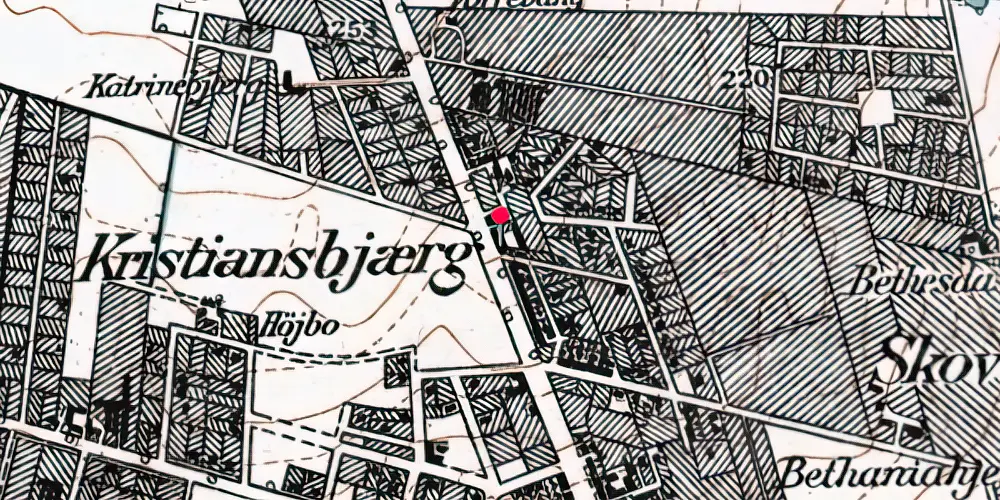 Historisk kort over Stockholmsgade Letbanestation