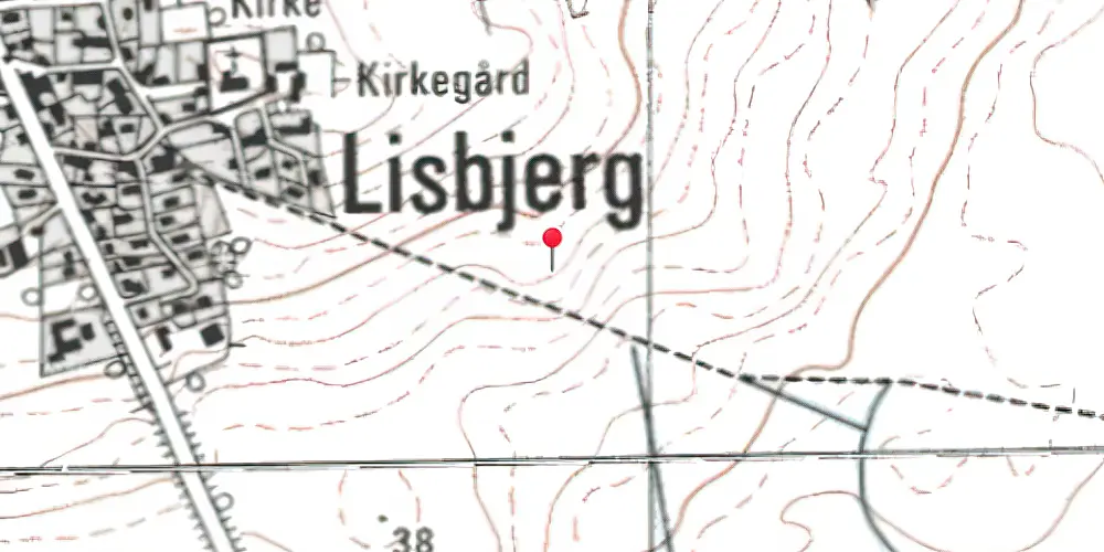 Historisk kort over Lisbjerg - Terp Letbanestation