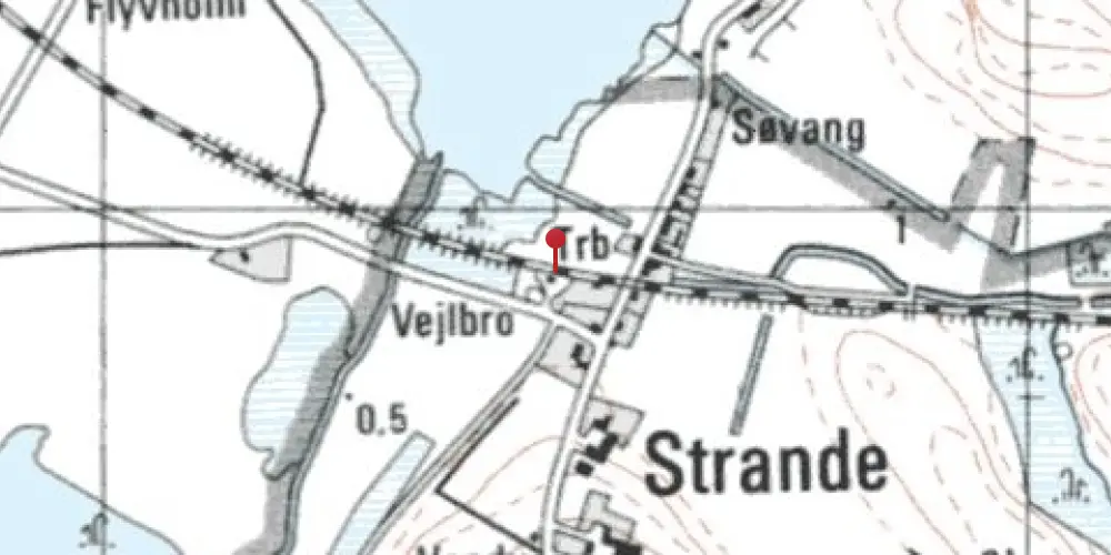 Historisk kort over Strande Station [1899-1976]