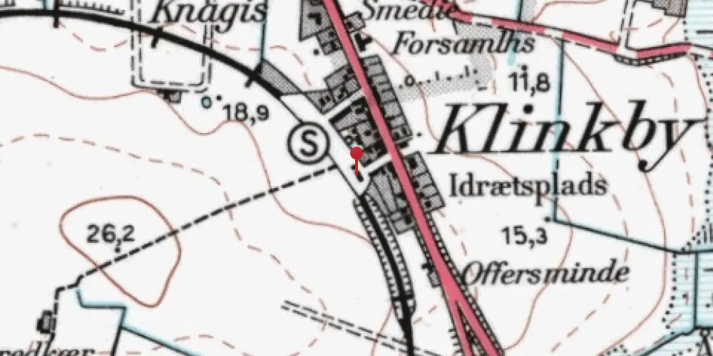 Historisk kort over Klinkby Station [1899-1990]
