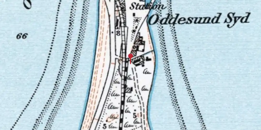 Historisk kort over Oddesund Syd Trinbræt