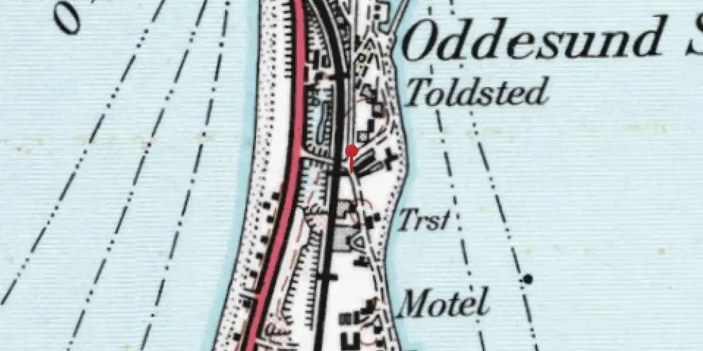 Historisk kort over Oddesund Syd Trinbræt