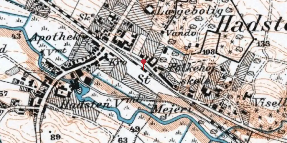 Historisk kort over Hadsten Station [1862-1905]