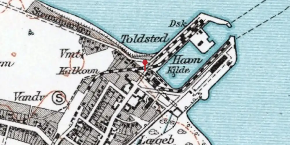 Historisk kort over Bandholm Havn Trinbræt
