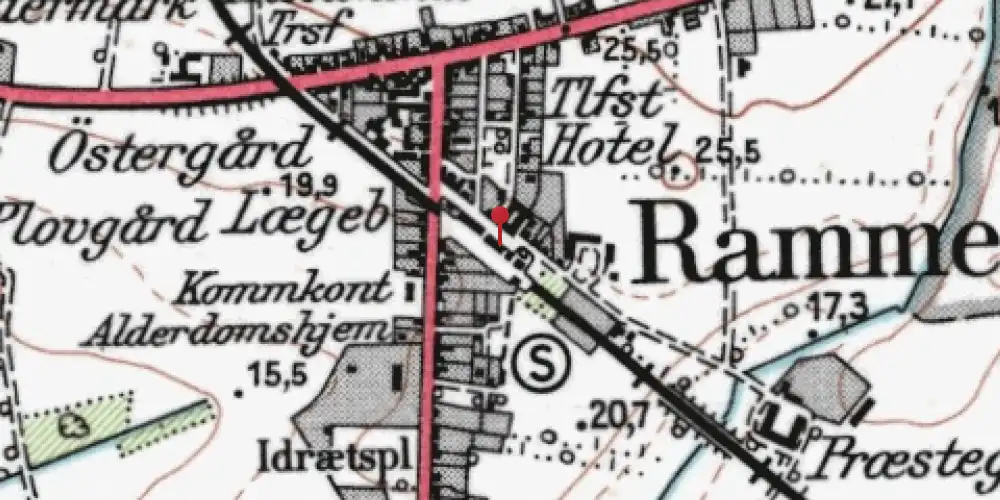 Historisk kort over Ramme Station [1879-1903]
