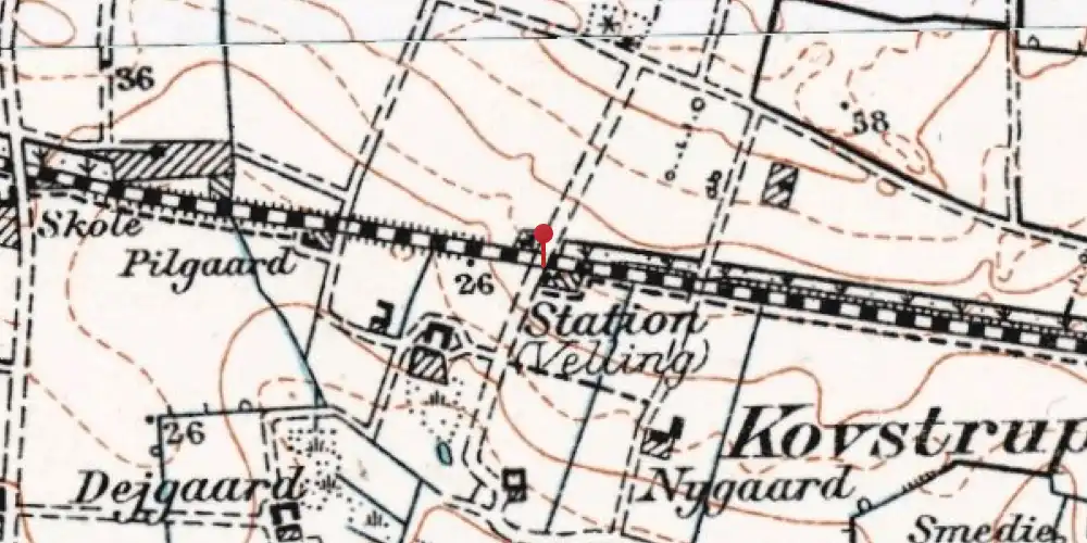 Historisk kort over Velling Billetsalgssted [1878-1923]