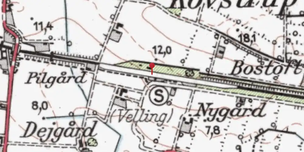 Historisk kort over Velling Billetsalgssted [1878-1923]