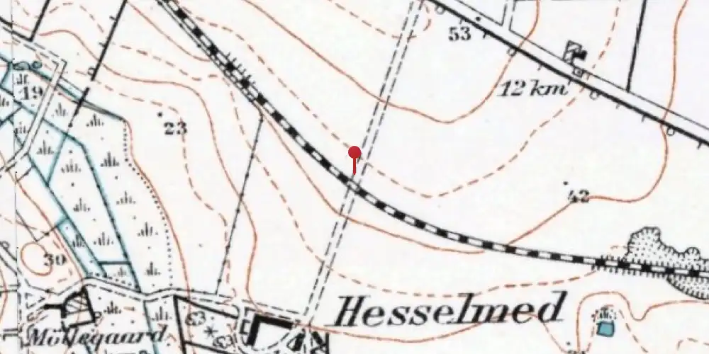 Historisk kort over Hesselmed Trinbræt [1963-1976]