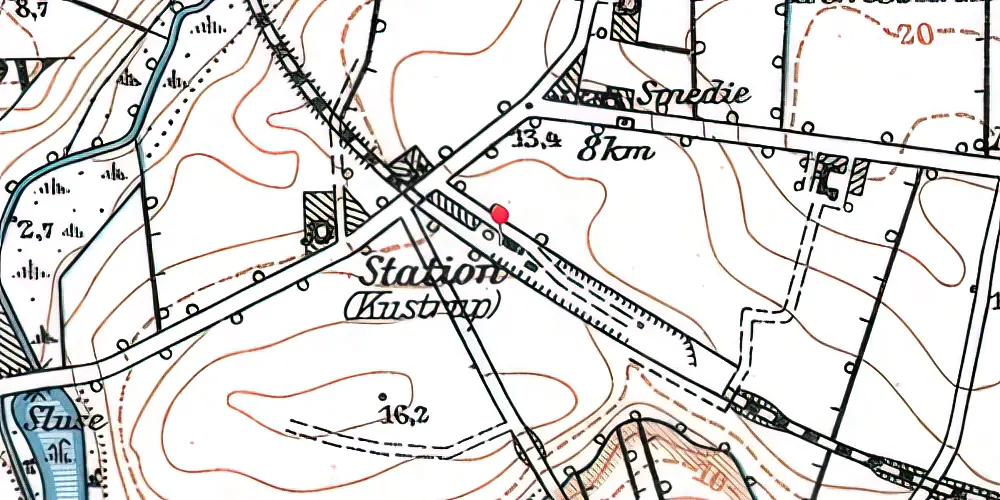 Historisk kort over Kustrup Station