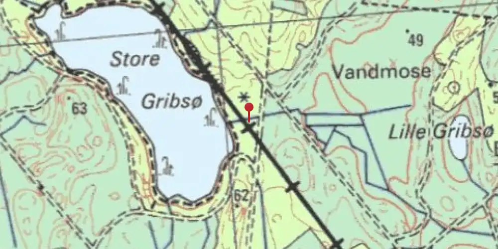 Historisk kort over Gribsø Trinbræt [1880-1938]