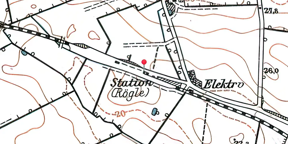 Historisk kort over Røjle Station
