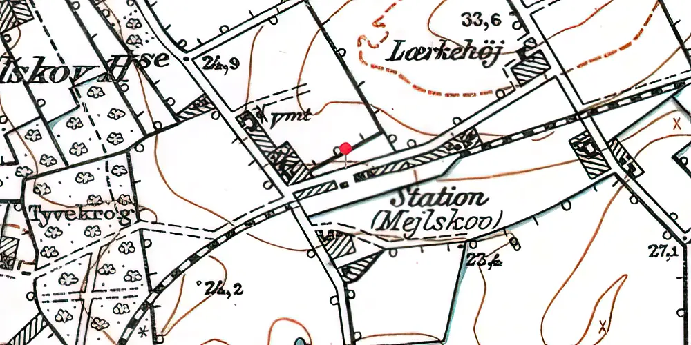 Historisk kort over Mejlskov Station 