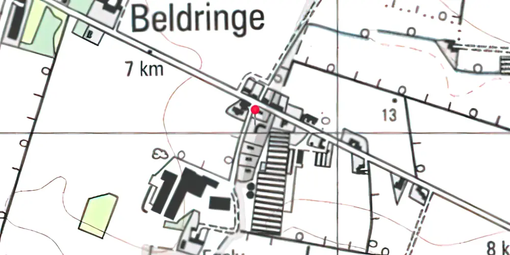 Historisk kort over Beldringe Station