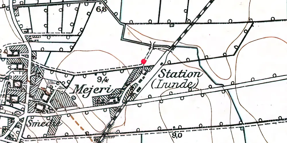 Historisk kort over Lunde Fyn Station