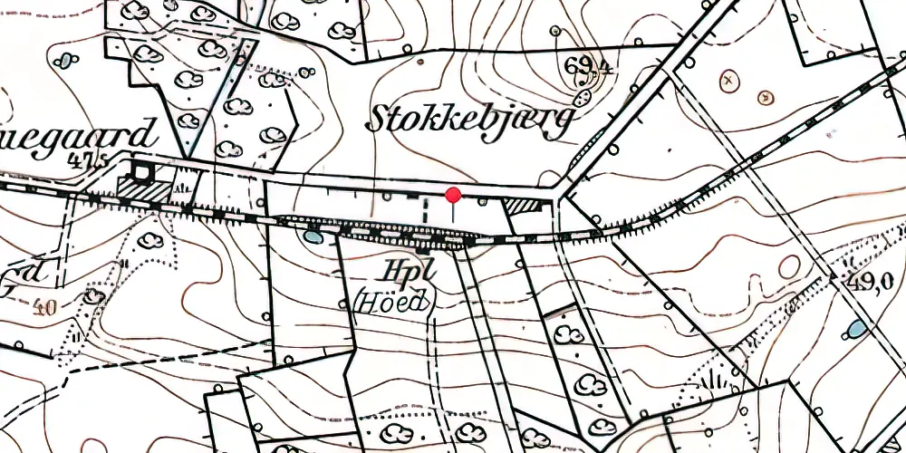Historisk kort over Høed Trinbræt 