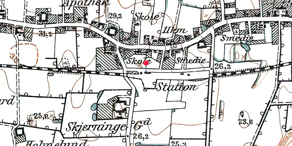 Historisk kort over Vester Skerninge Station 