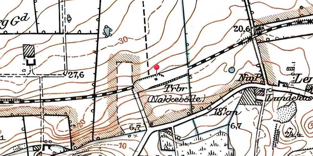 Historisk kort over Nakkebølle Trinbræt