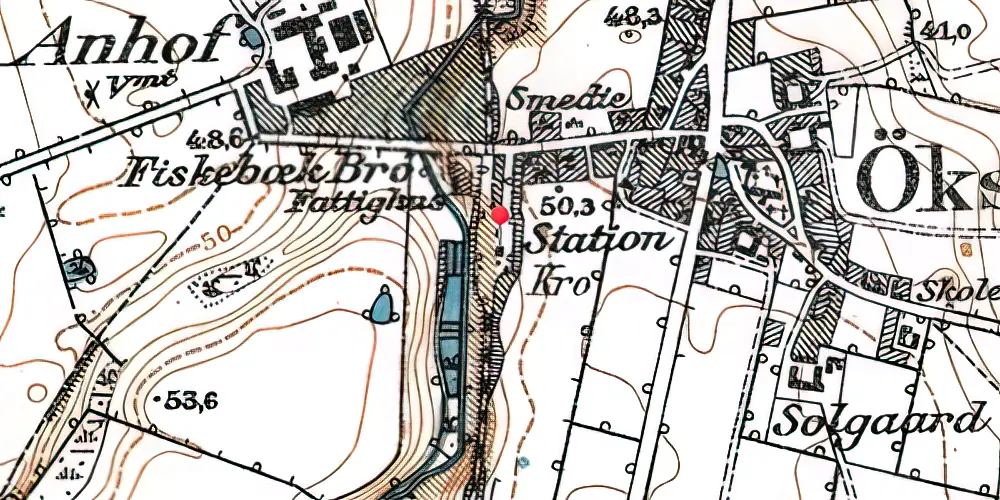 Historisk kort over Øksendrup Station
