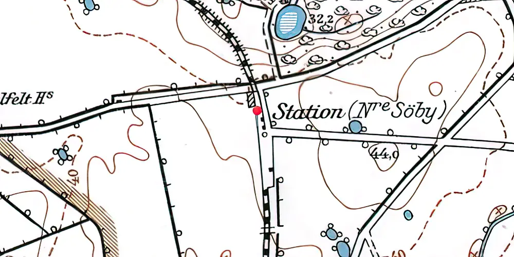 Historisk kort over Nørre Søby Station
