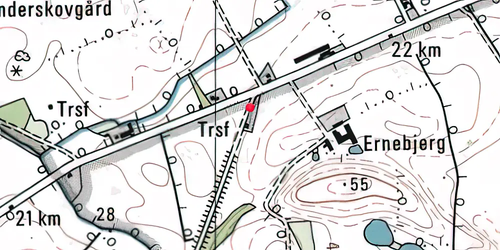 Historisk kort over Ernebjerg Holdeplads