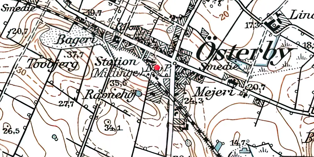 Historisk kort over Millinge Station