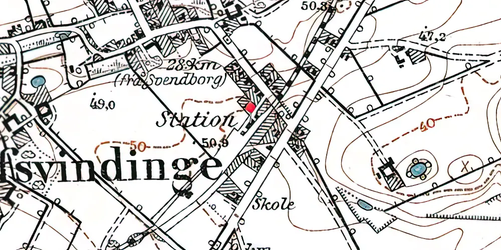 Historisk kort over Refsvindinge Station