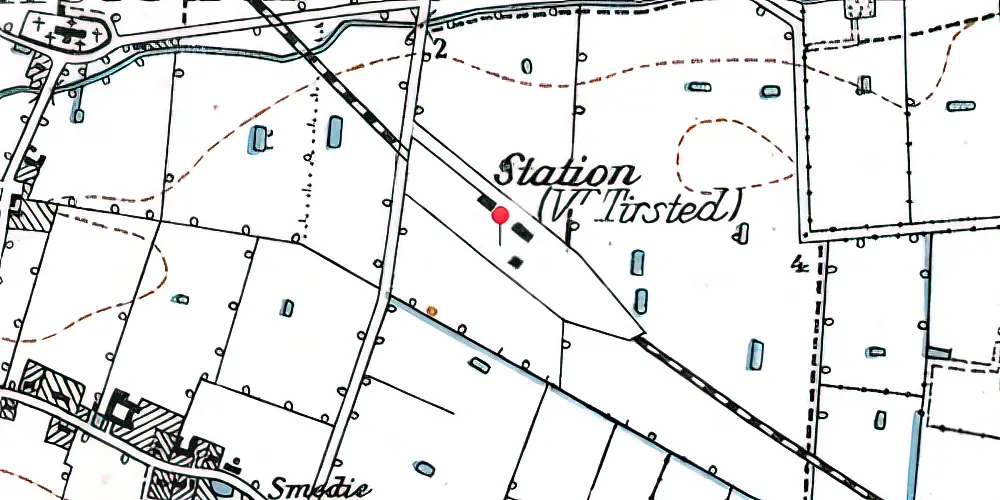 Historisk kort over Vester Tirsted Station