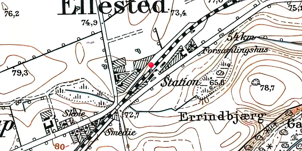 Historisk kort over Ellested Station