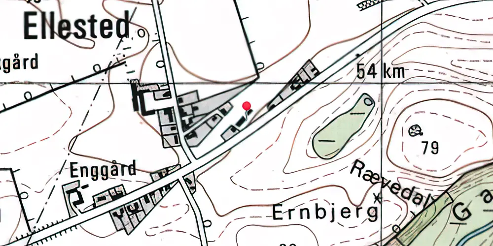 Historisk kort over Ellested Station