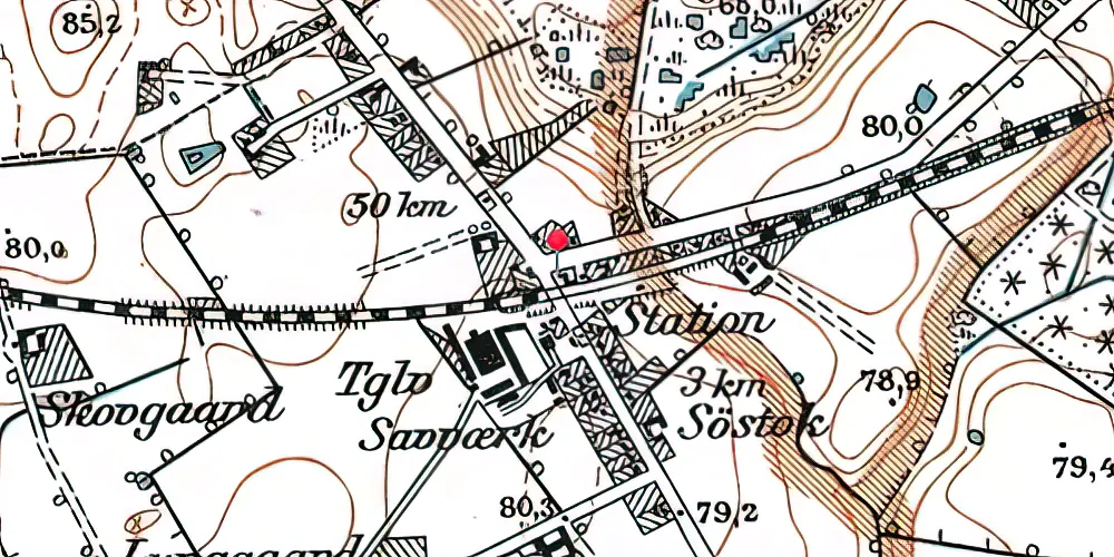 Historisk kort over Fjellerup Station