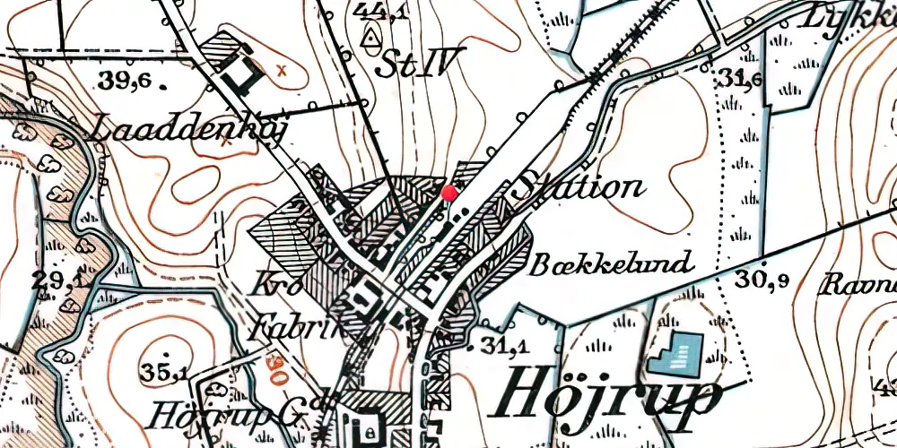 Historisk kort over Højrup Station