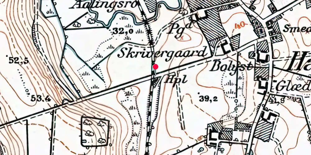 Historisk kort over Hågerup Billetsalgssted 