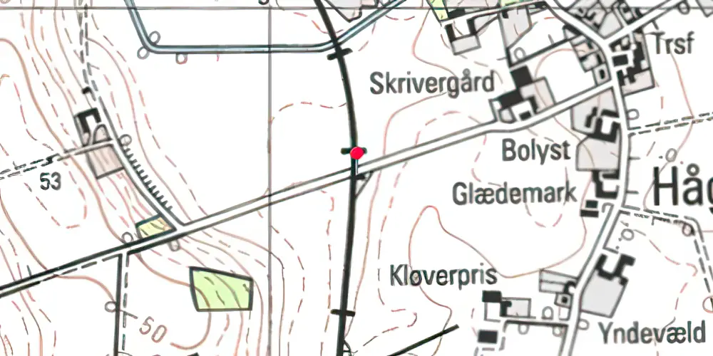 Historisk kort over Hågerup Billetsalgssted