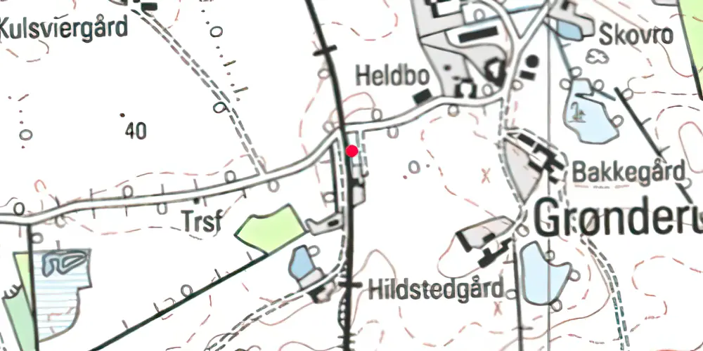 Historisk kort over Grønderup Billetsalgssted 