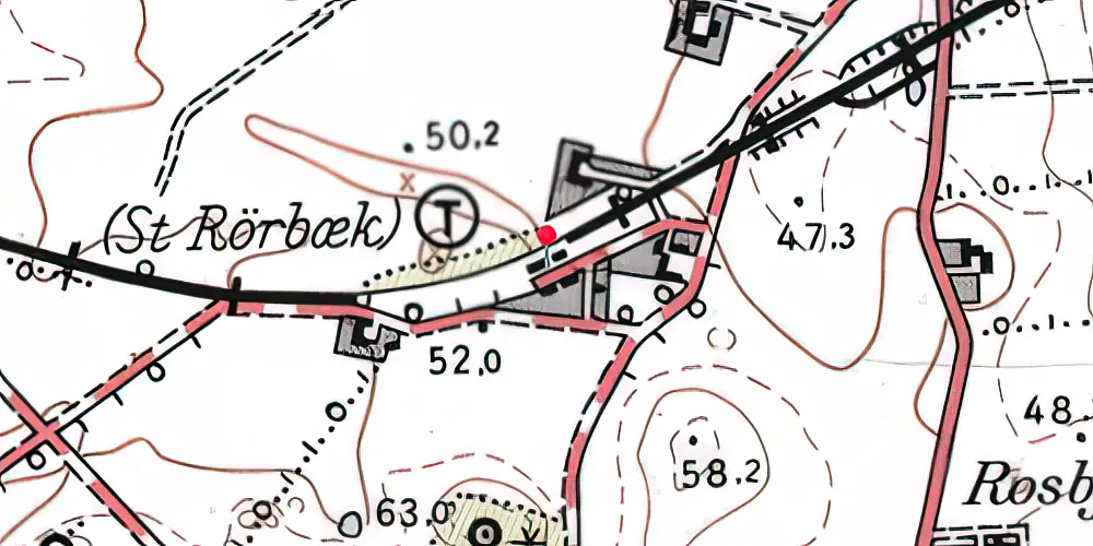 Historisk kort over Store-Rørbæk Station
