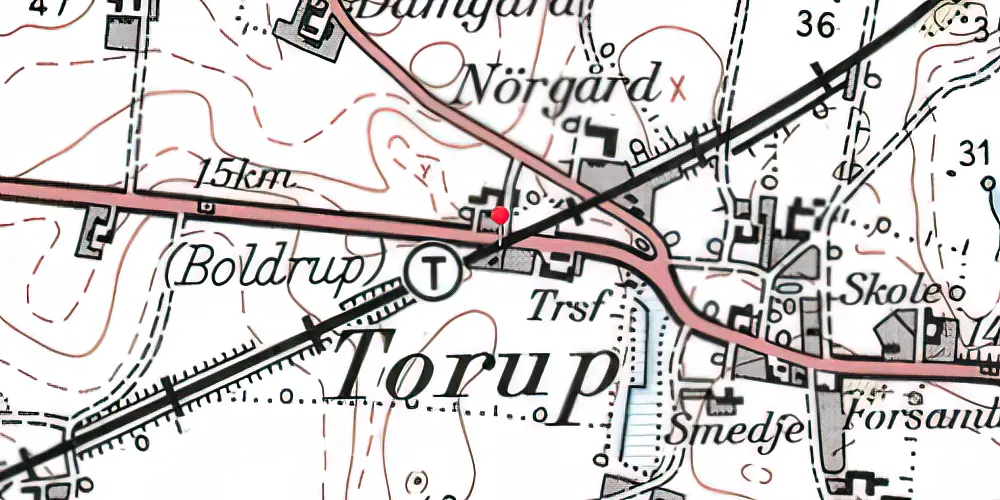 Historisk kort over Boldrup Trinbræt