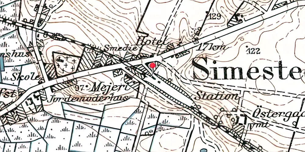 Historisk kort over Simested Station
