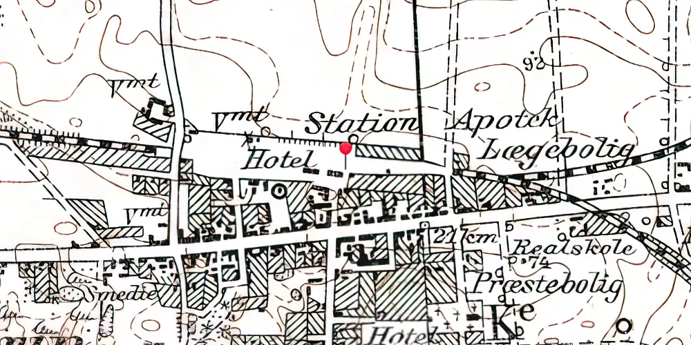 Historisk kort over Ålestrup Station